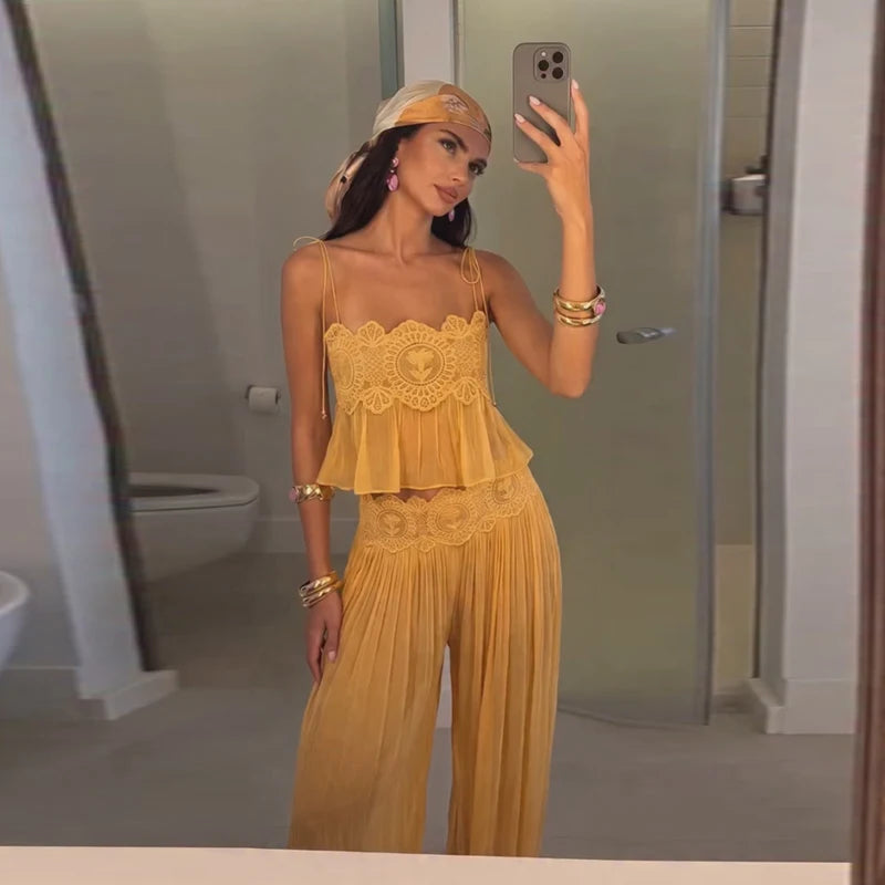 Women's Lace-Look Top and Pants — Top or Set Options