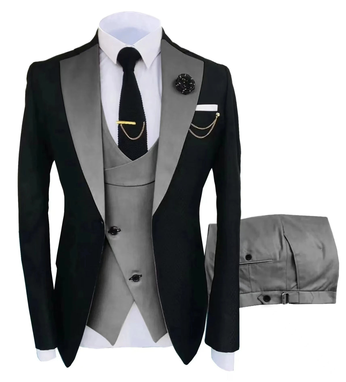 Men's Three-Piece Wedding Suit – Jacket, Vest & Pants