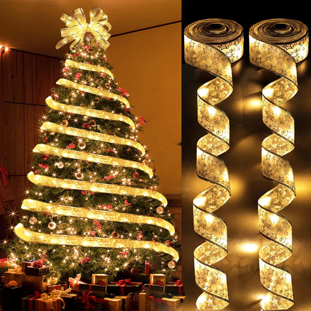 Christmas Ribbon Fairy Lights, 3 m or 5 m