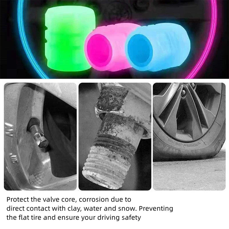 Luminous ABS Tire Valve Caps – Set of 4