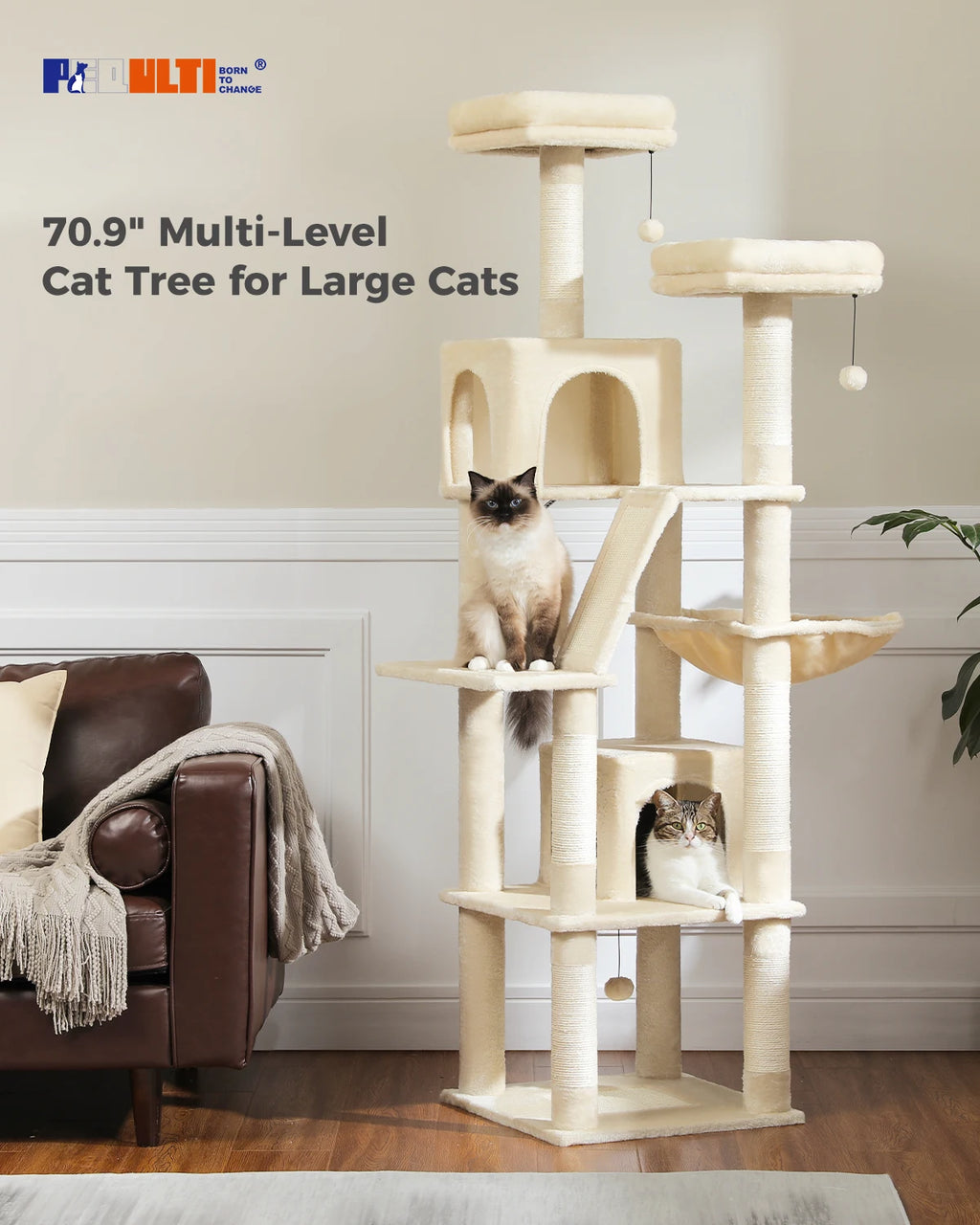 Multi-Level Cat Tree with Scratching Posts, Cozy Condo, Hammock, Large Cat Tower for Indoor Cats, Cat Scratching Board, Cat Toys Whispering Desires Shoppe