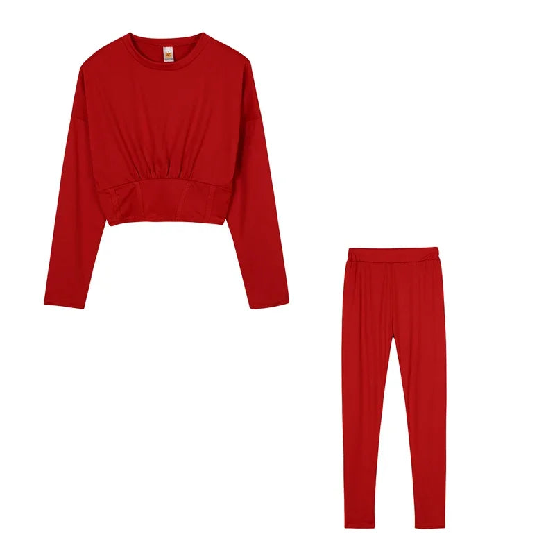 Women's Solid-Color Two-Piece Casual Outfit