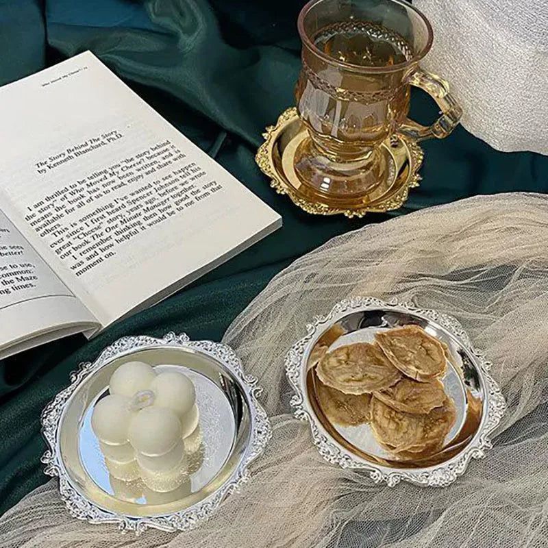 Vintage-Style Stainless Steel Dessert Plates