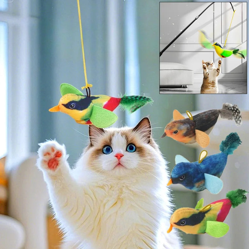 Wall-Mounted Sound-Activated Plush Bird Cat Toy
