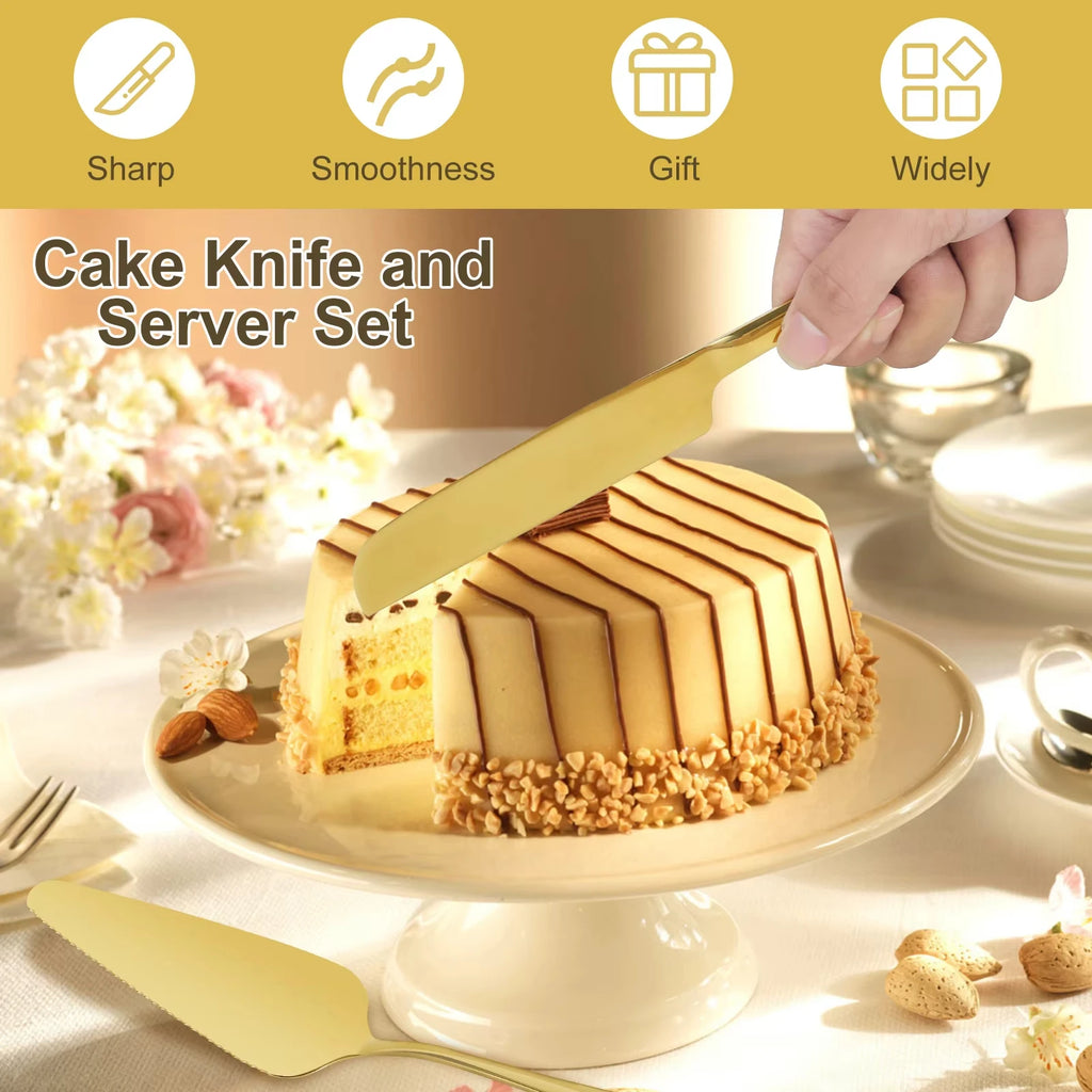 Venlohome Stainless Steel Cake Knife and Server