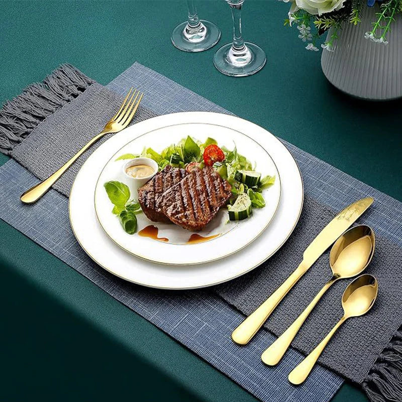Gold-Finish Stainless Steel Flatware — 6 or 30 Pieces