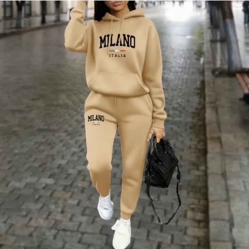 Women's Milano Letter-Print Top and Wide-Leg Pants Set