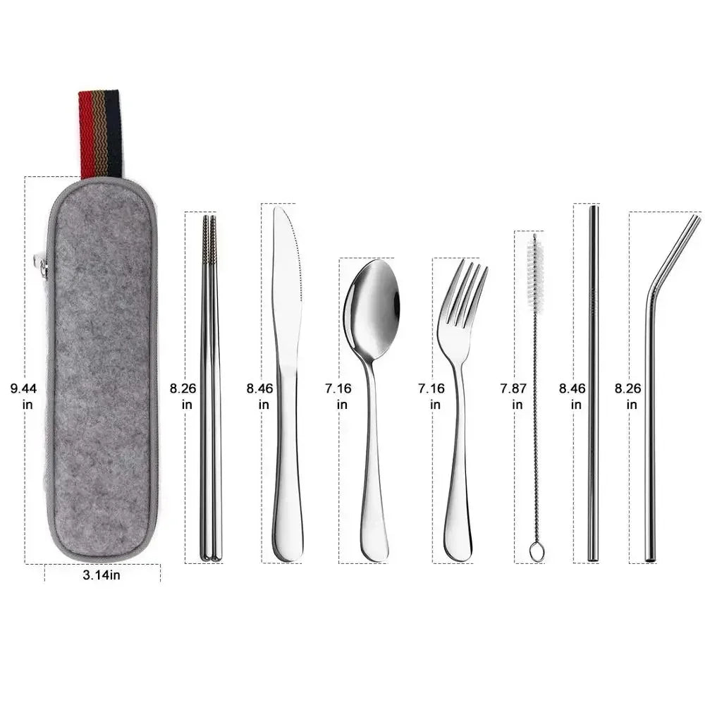 Portable Stainless Steel Travel Cutlery — 8-Piece Set
