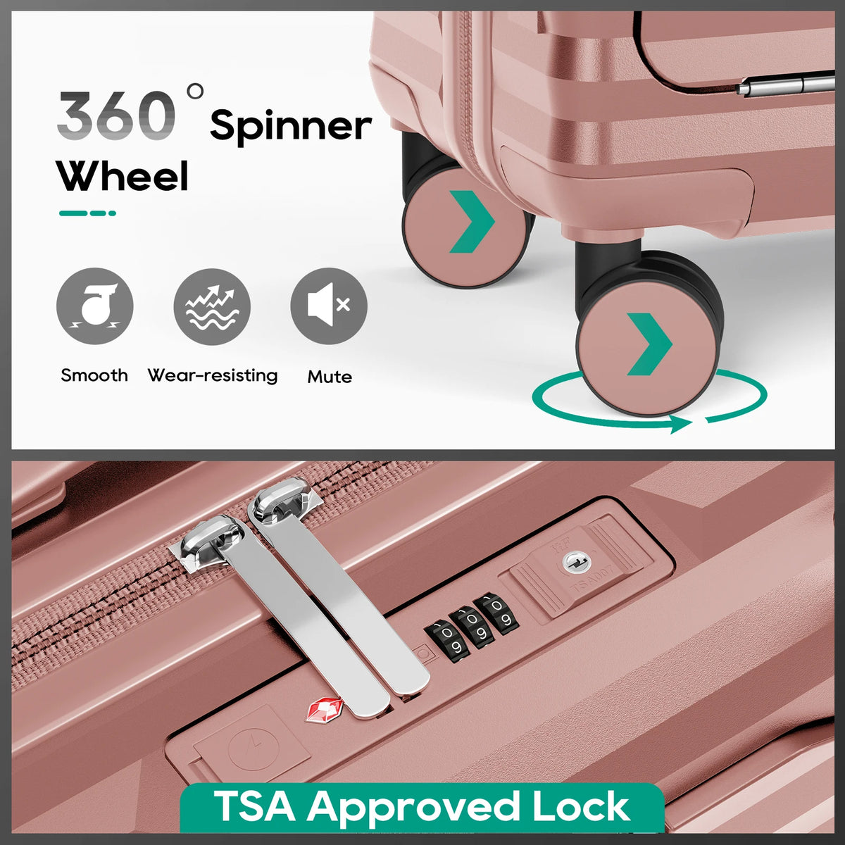 20 inch Front-opening Carry-on Luggage Suitcase with Cup Holder, TSA Lock, Spinner Wheels Whispering Desires Shoppe