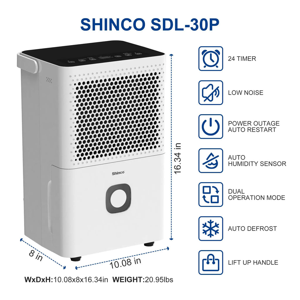 Shinco 30-Pint Dehumidifier with Drain Hose