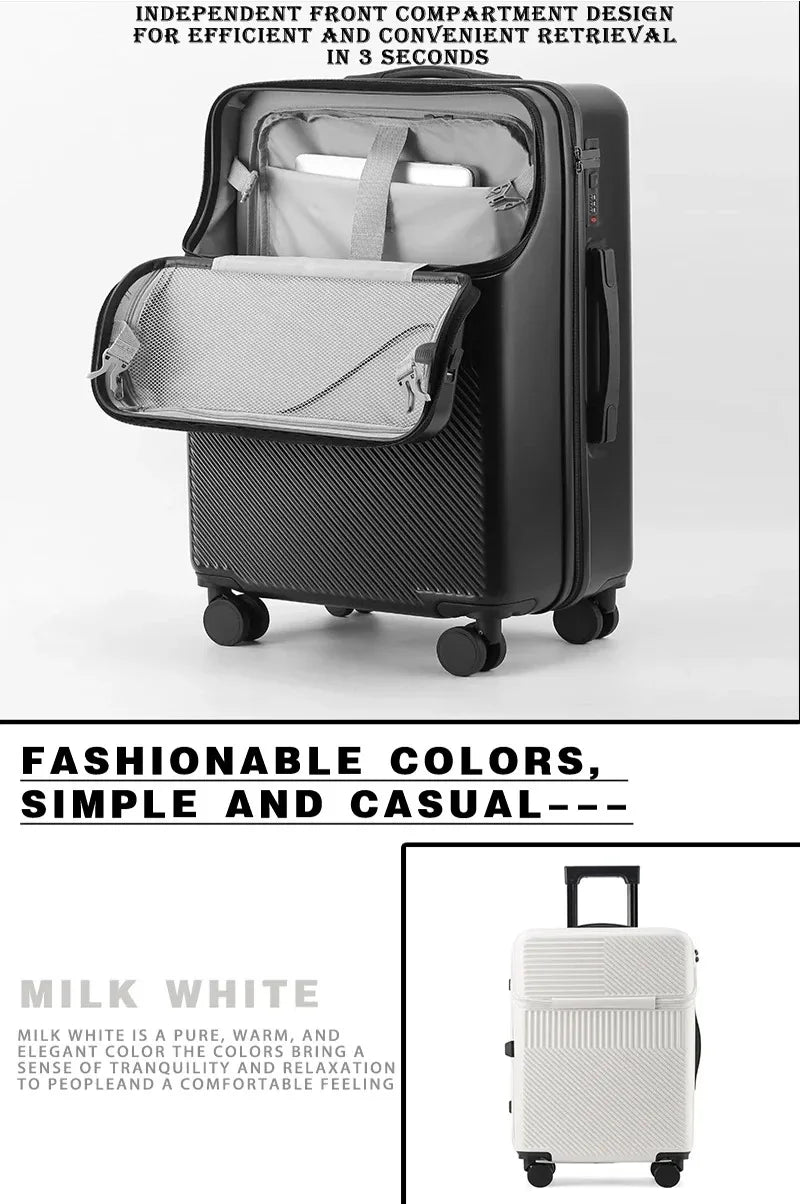 BunnyFly 20-inch Lightweight Carry-on Business Suitcase with Cup Holder Stylish Compact Luggage for Travel Whispering Desires Shoppe