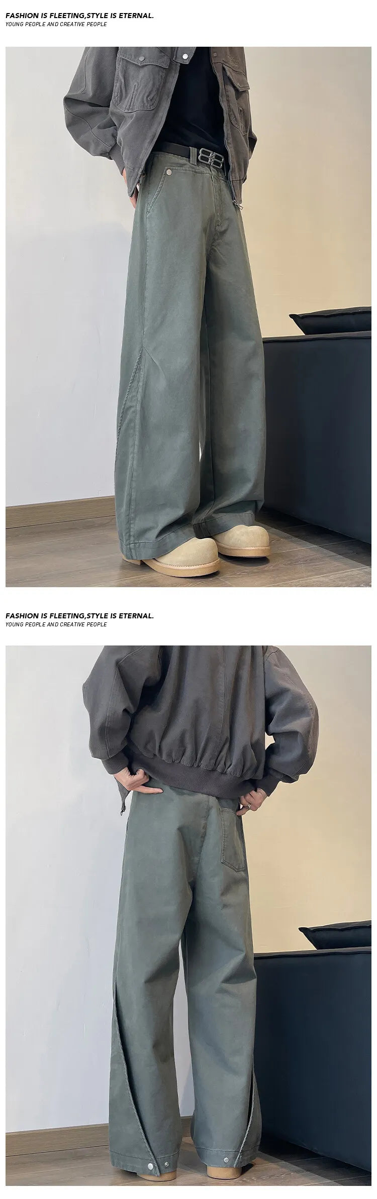 Men's Relaxed Wide-Leg Casual Cargo Pants