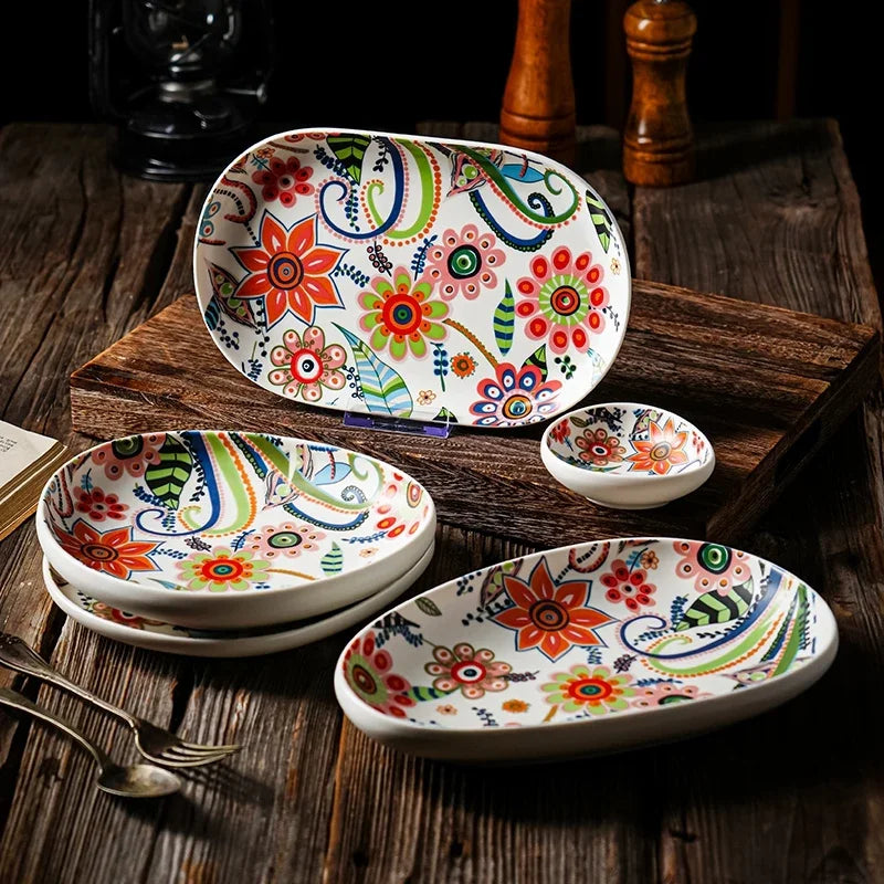 Floral Ceramic Dinner Plate — 8 Inch