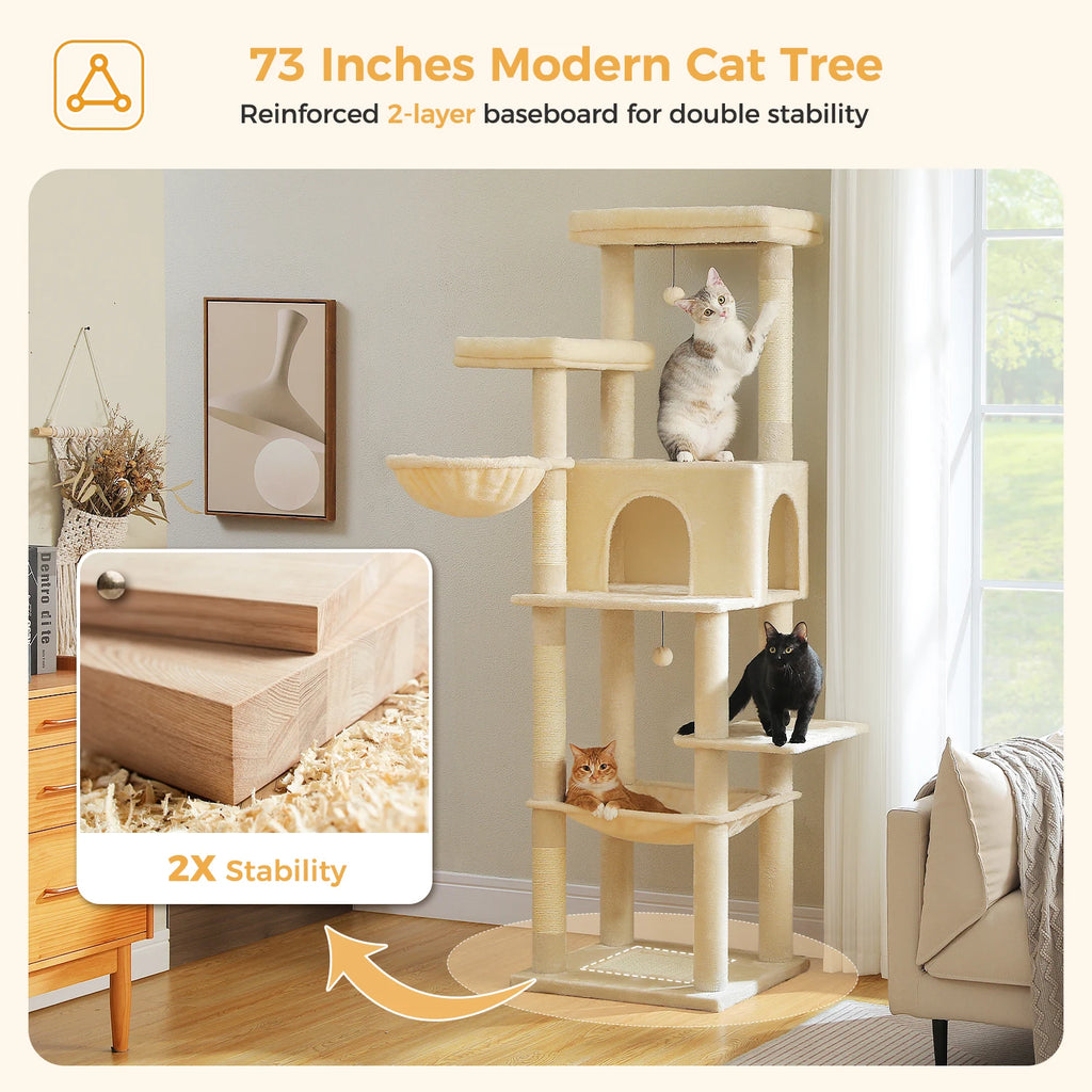 Large Cat Tree for Indoor Cats Multi-Level Cat Tower with Scratching Posts Soft Hammock Large Cat Condo Cat Accessories Cat Toys Whispering Desires Shoppe