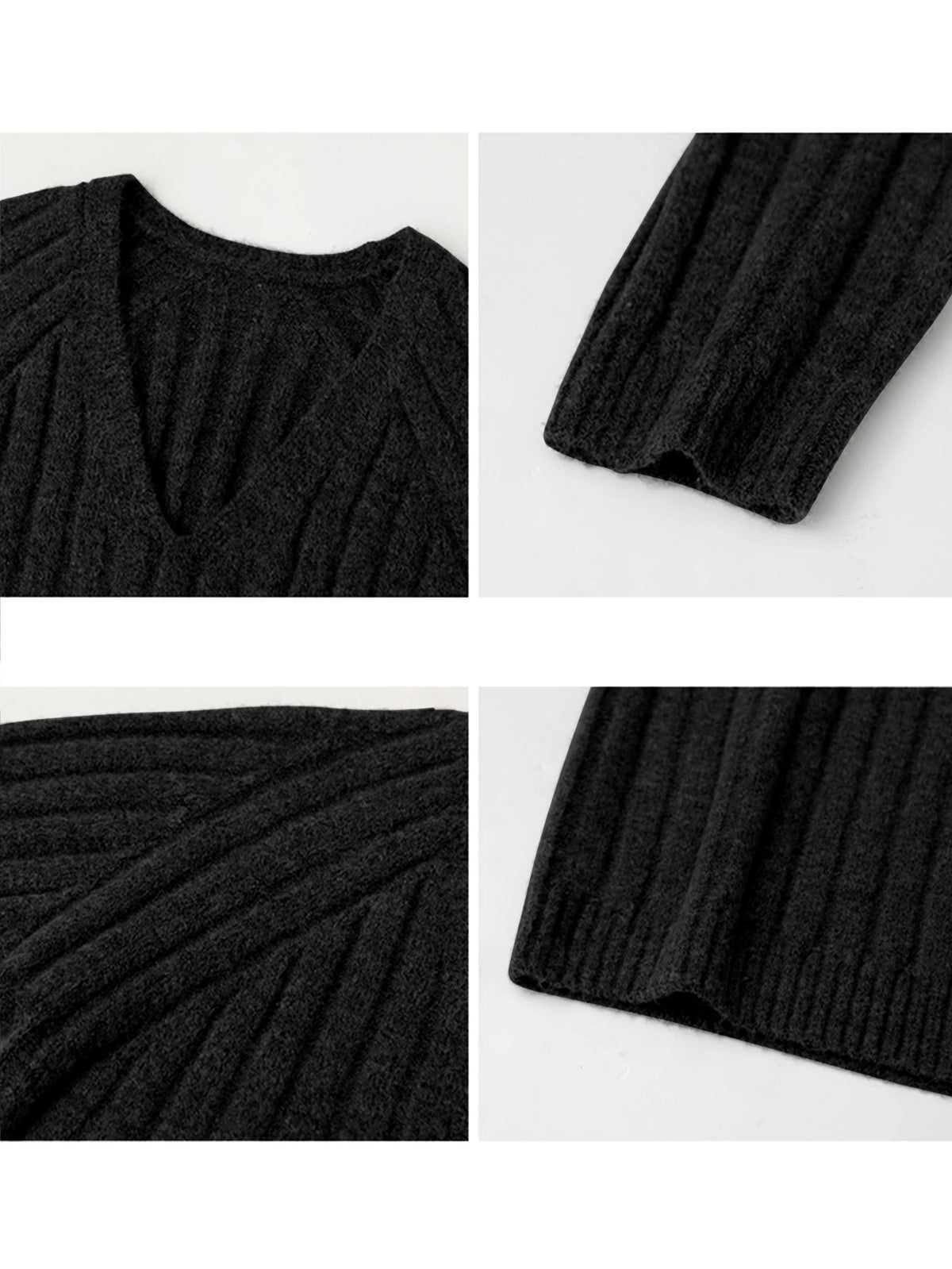 Women's Ribbed V-Neck Knit Sweater