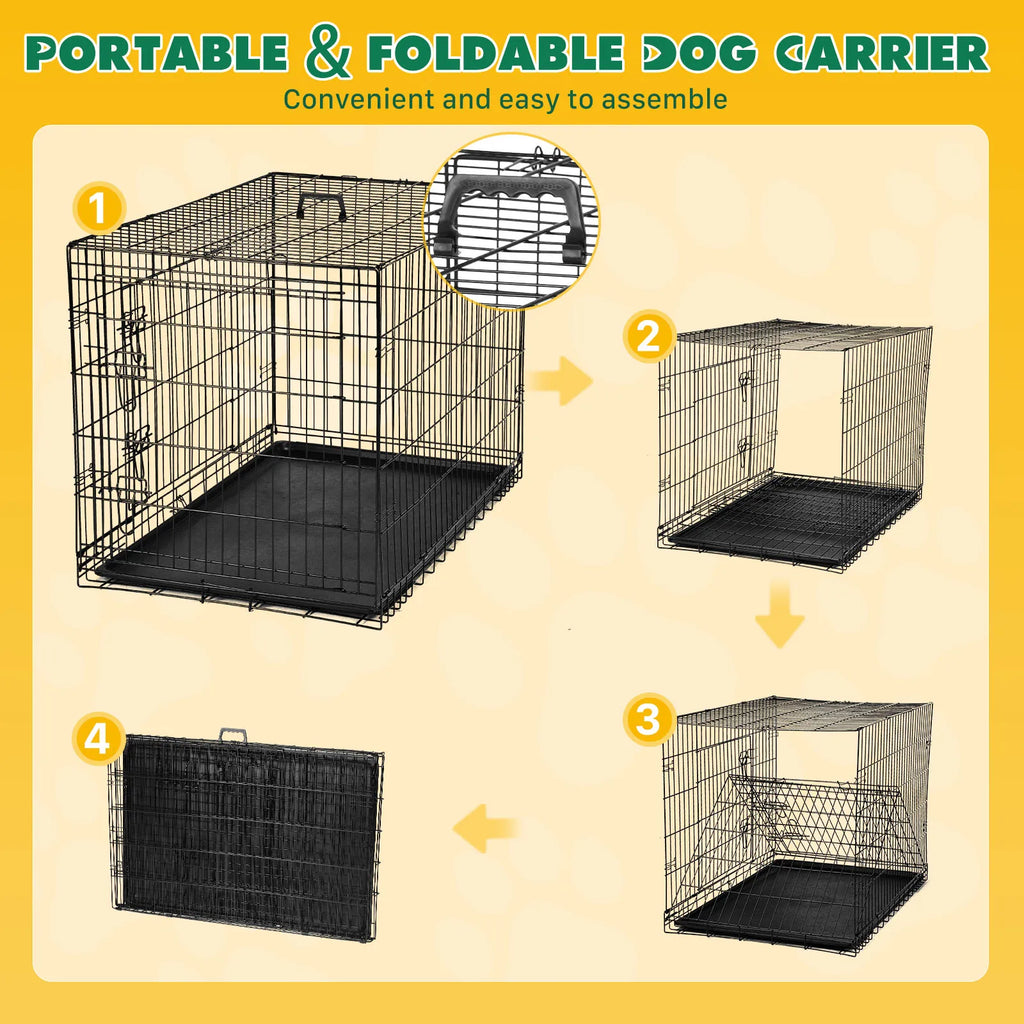 JHK 48" Double-Door Folding Wire Dog Crate