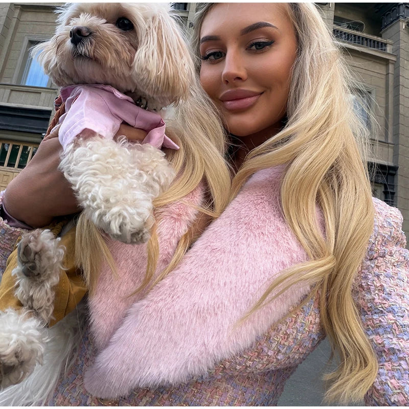 Women's Faux-Fur-Trim Blazer and Mini Skirt Set