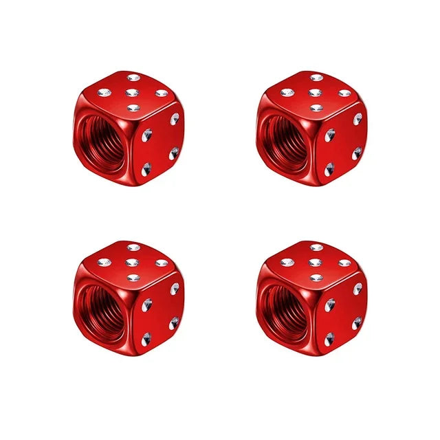 Dice-Style Aluminum Tire Valve Caps – Set of 4