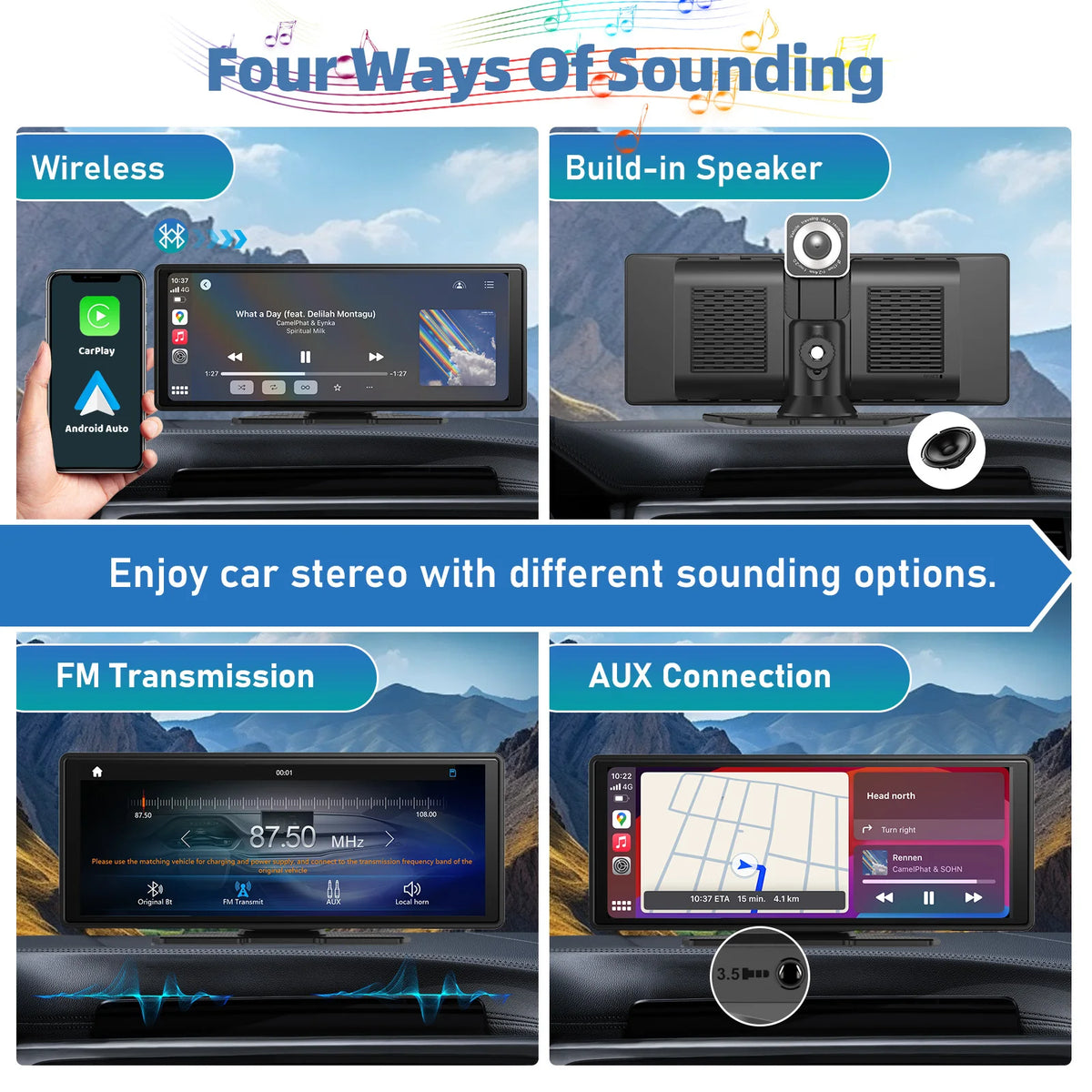 10.26-Inch Portable CarPlay and Android Auto Screen