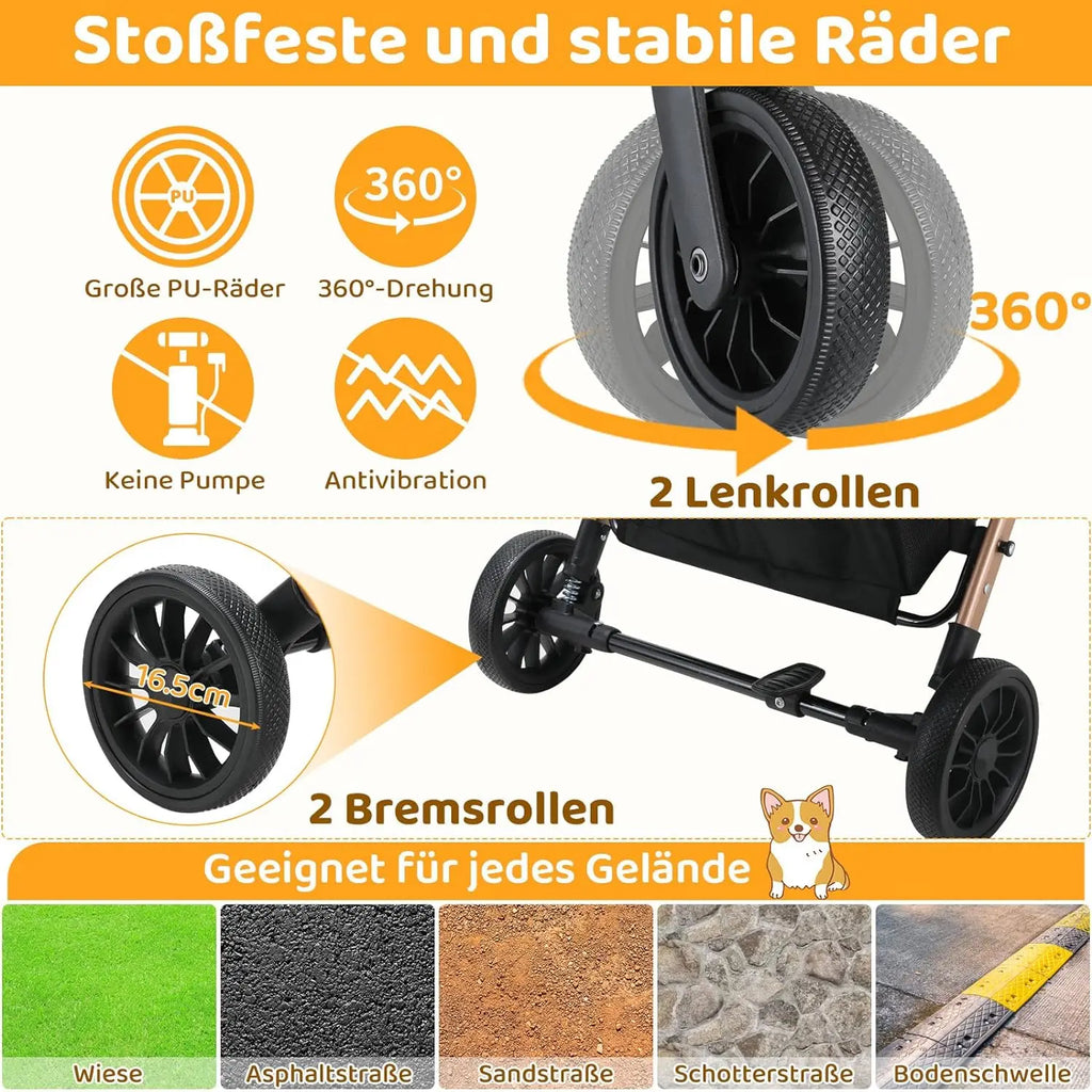 Two-in-One Folding Pet Stroller & Carrier