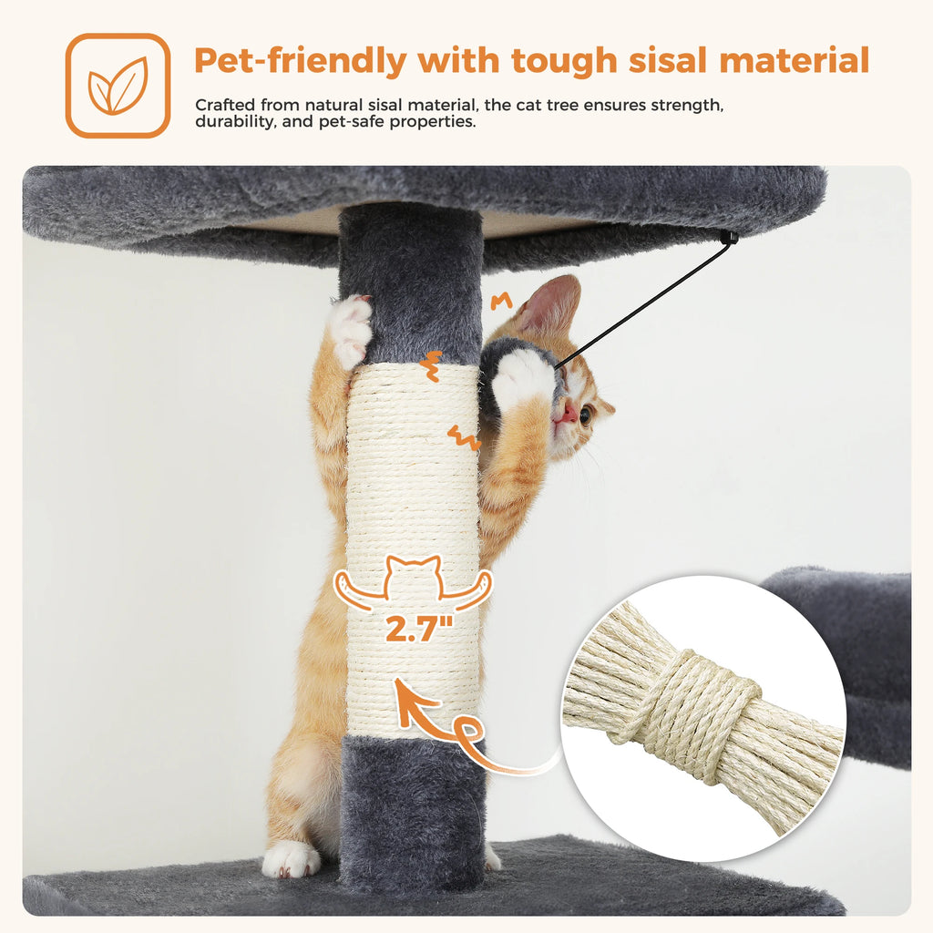 Multi-Level Cat Tree with Scratching Posts, Cozy Condo, Hammock, Large Cat Tower for Indoor Cats, Cat Scratching Board, Cat Toys Whispering Desires Shoppe