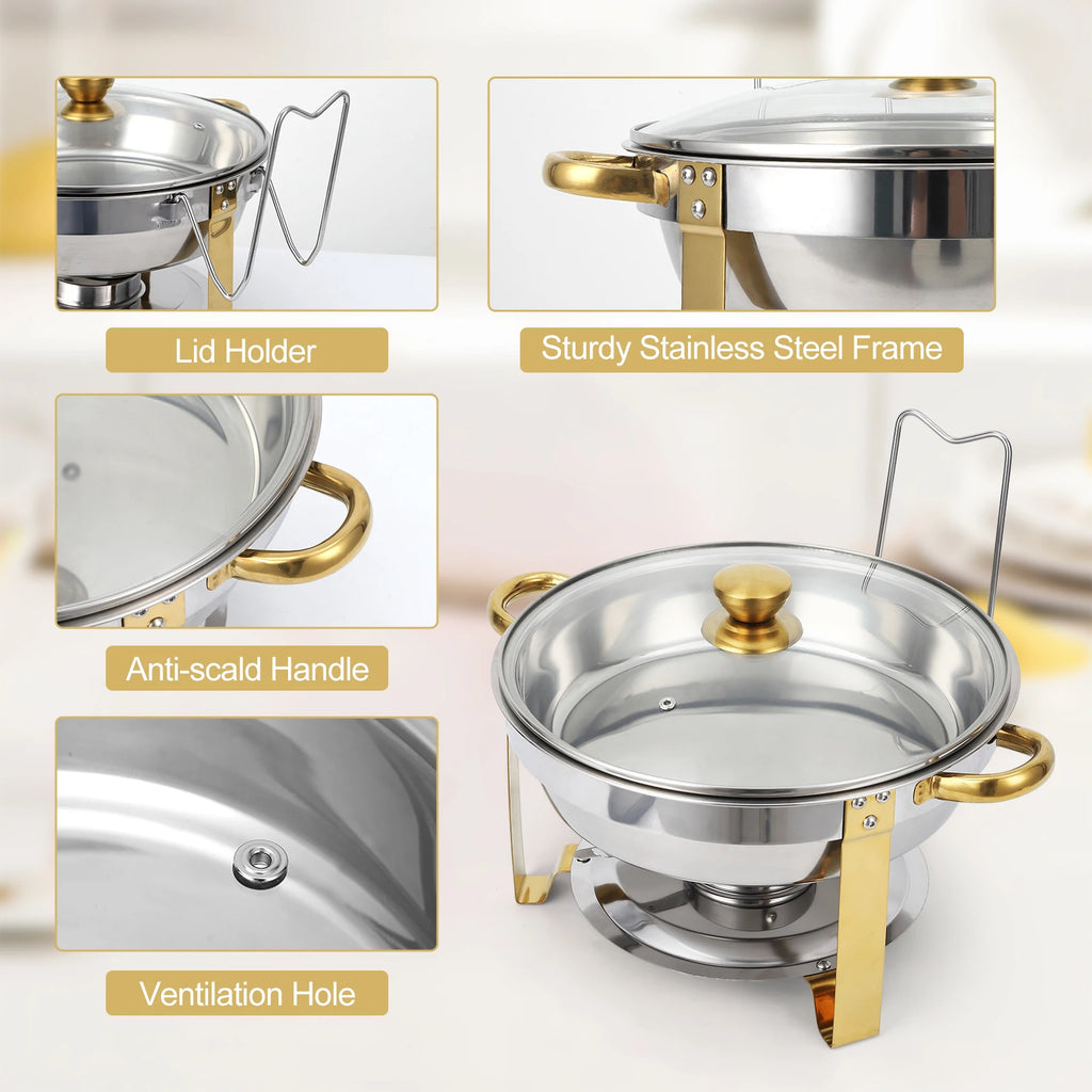 HiMISS 5-Quart Chafing Dishes with Glass Lids, 2-Pack