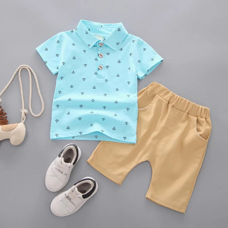 Children's Collared Shirt and Shorts Set