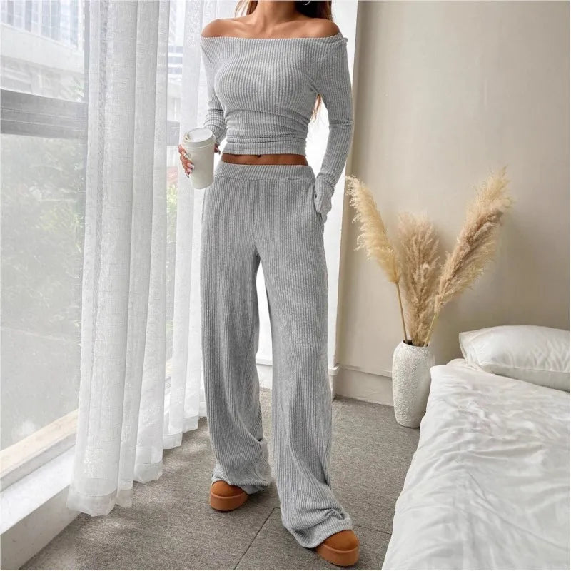 Solid Pullover Top & Pants Set