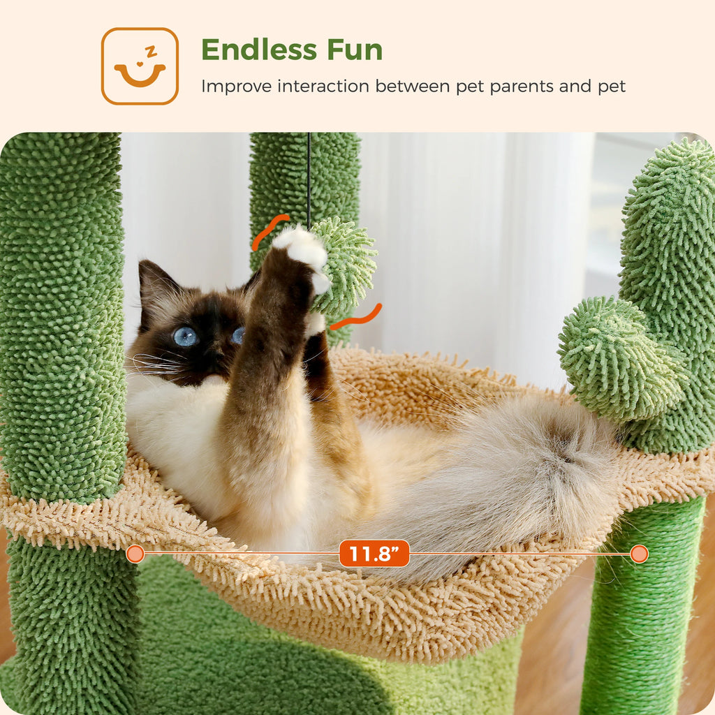 83cm Cactus Cat Tree with Condo & Hammock