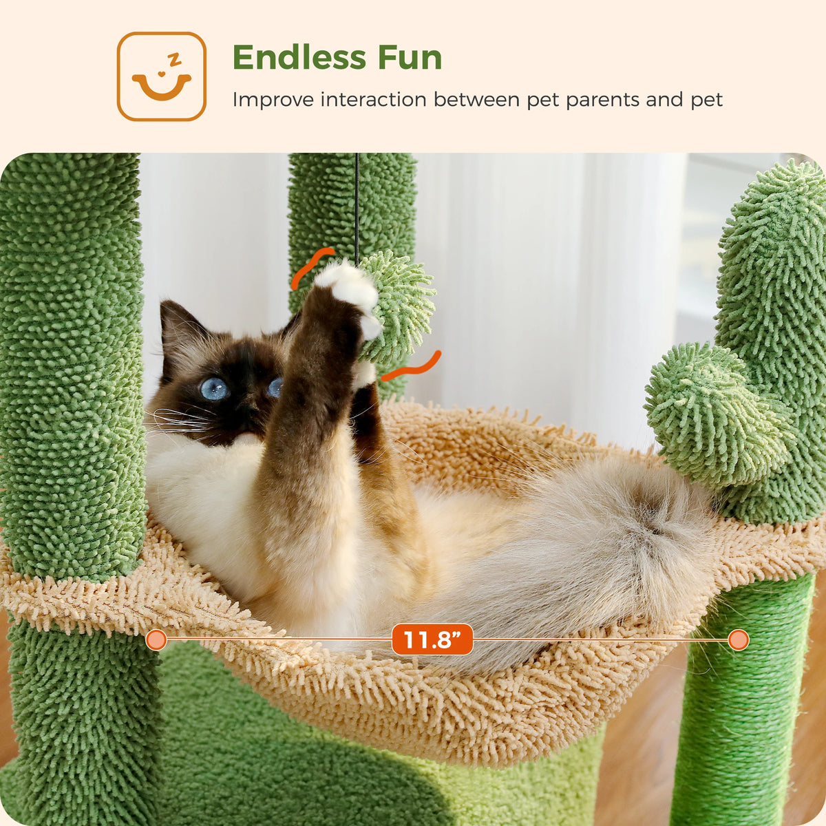 83cm Cactus Cat Tree with Condo & Hammock
