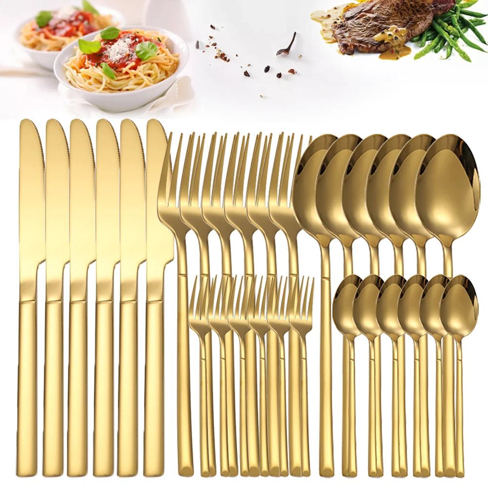 Gold-Finish Stainless Steel Flatware — Assorted Packs
