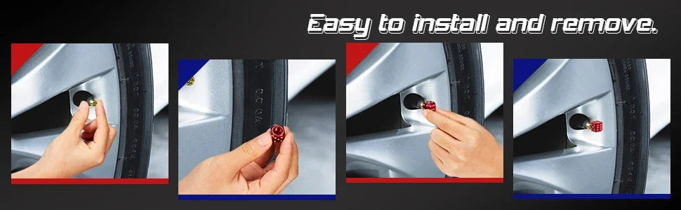 Dice-Style Aluminum Tire Valve Caps – Set of 4