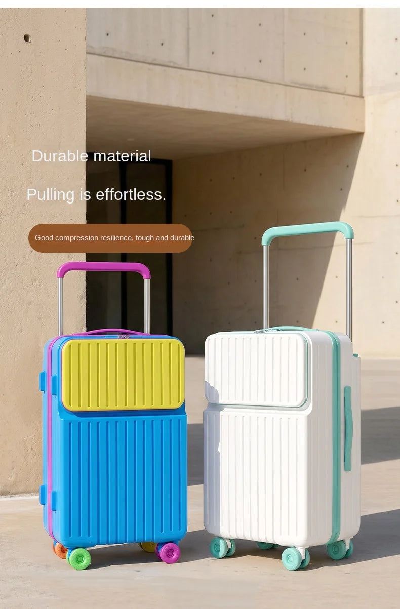 Front-opening Luggage Macaron Colors Pure PC 20 inch Boarding Cabin Suitcase 22/24/26/28 Inch Sturdy and Durable Women's Bags Whispering Desires Shoppe