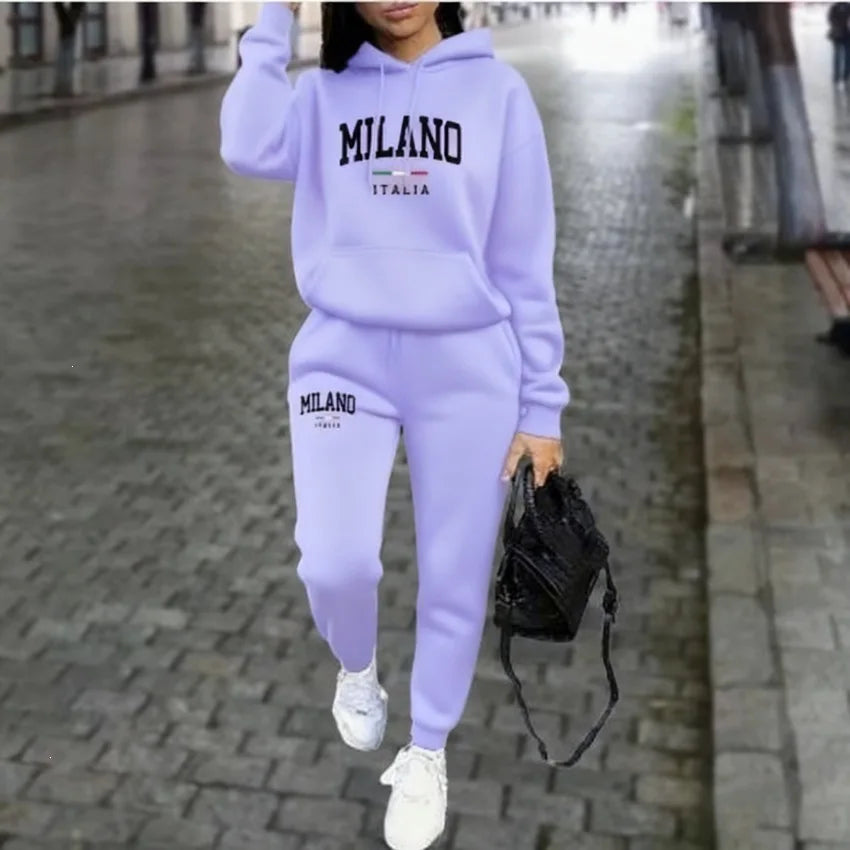 Women's Milano Letter-Print Top and Wide-Leg Pants Set
