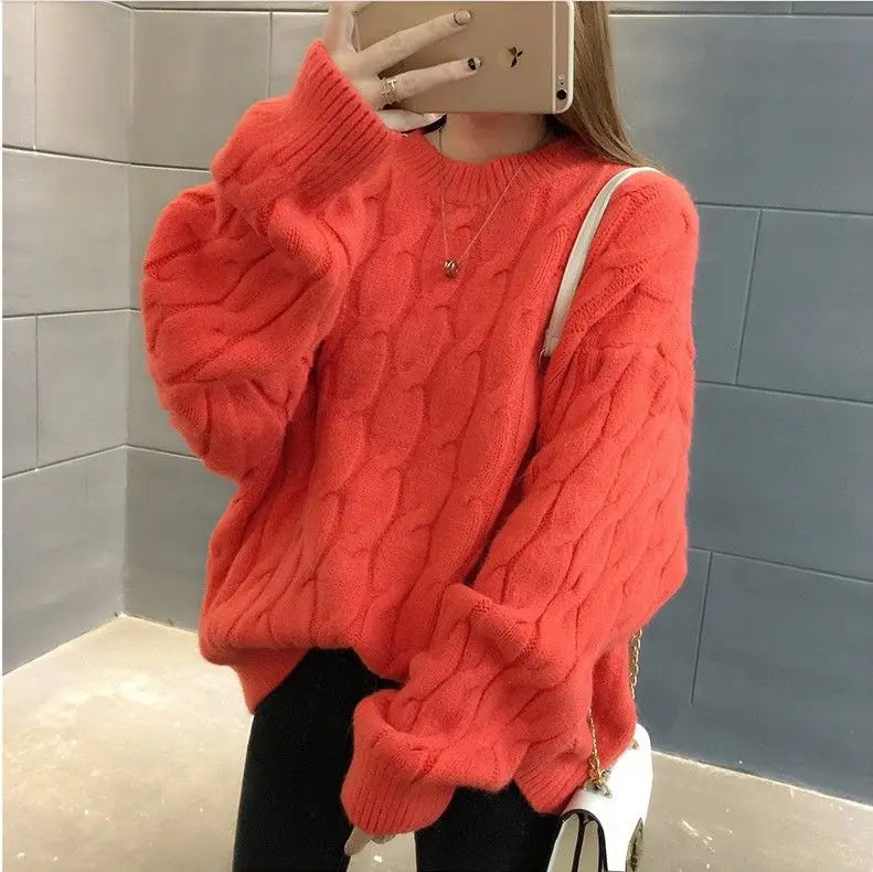 Women's Loose Round-Neck Knit Pullover