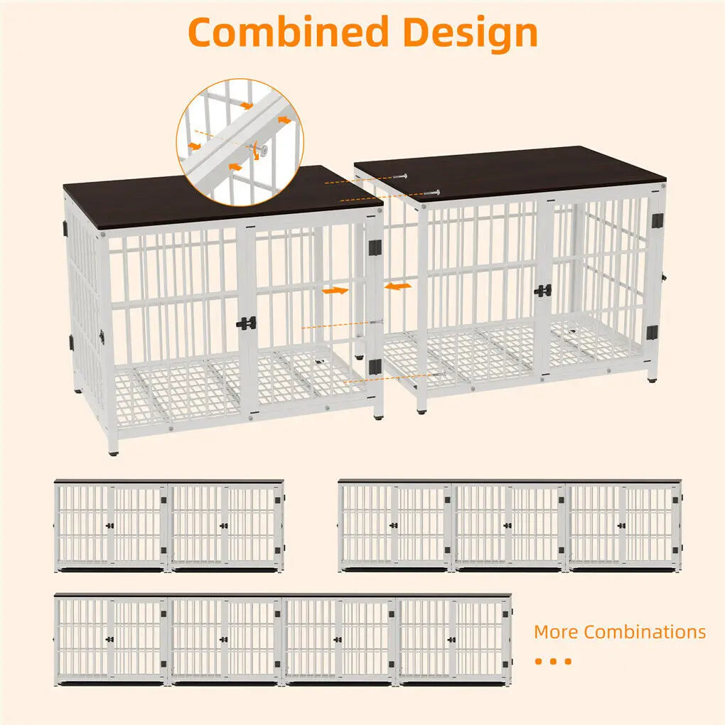 Wooden Dog Crate Furniture with Metal Frame