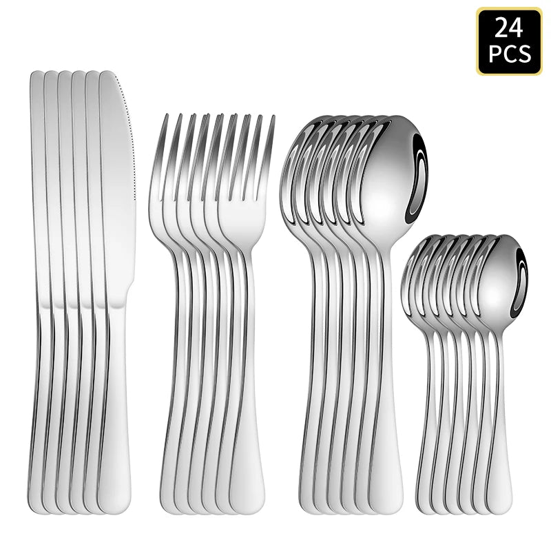 Round-Handle Stainless Steel Flatware, Assorted Packs