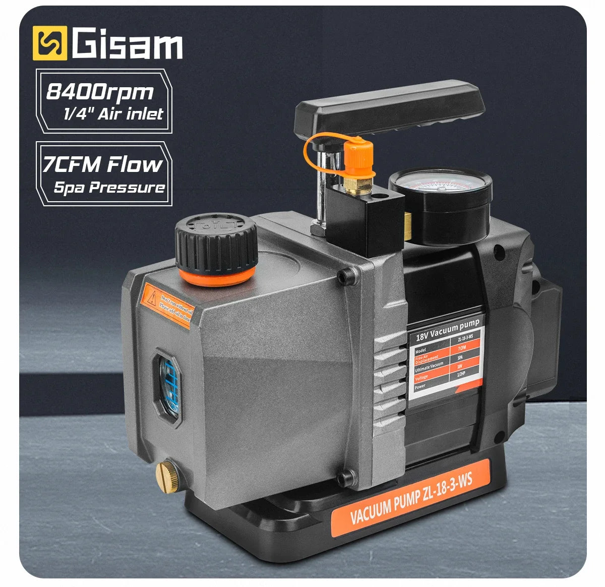 Gisam 7 CFM Brushless Cordless HVAC Vacuum Pump