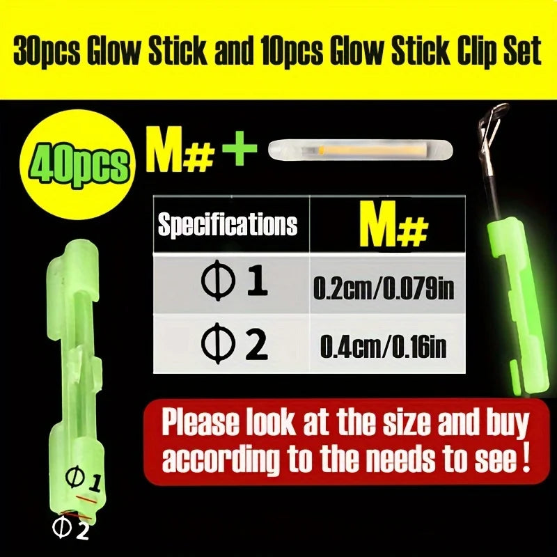Night Fishing Glow Stick & Clip Kit, 40 Pieces