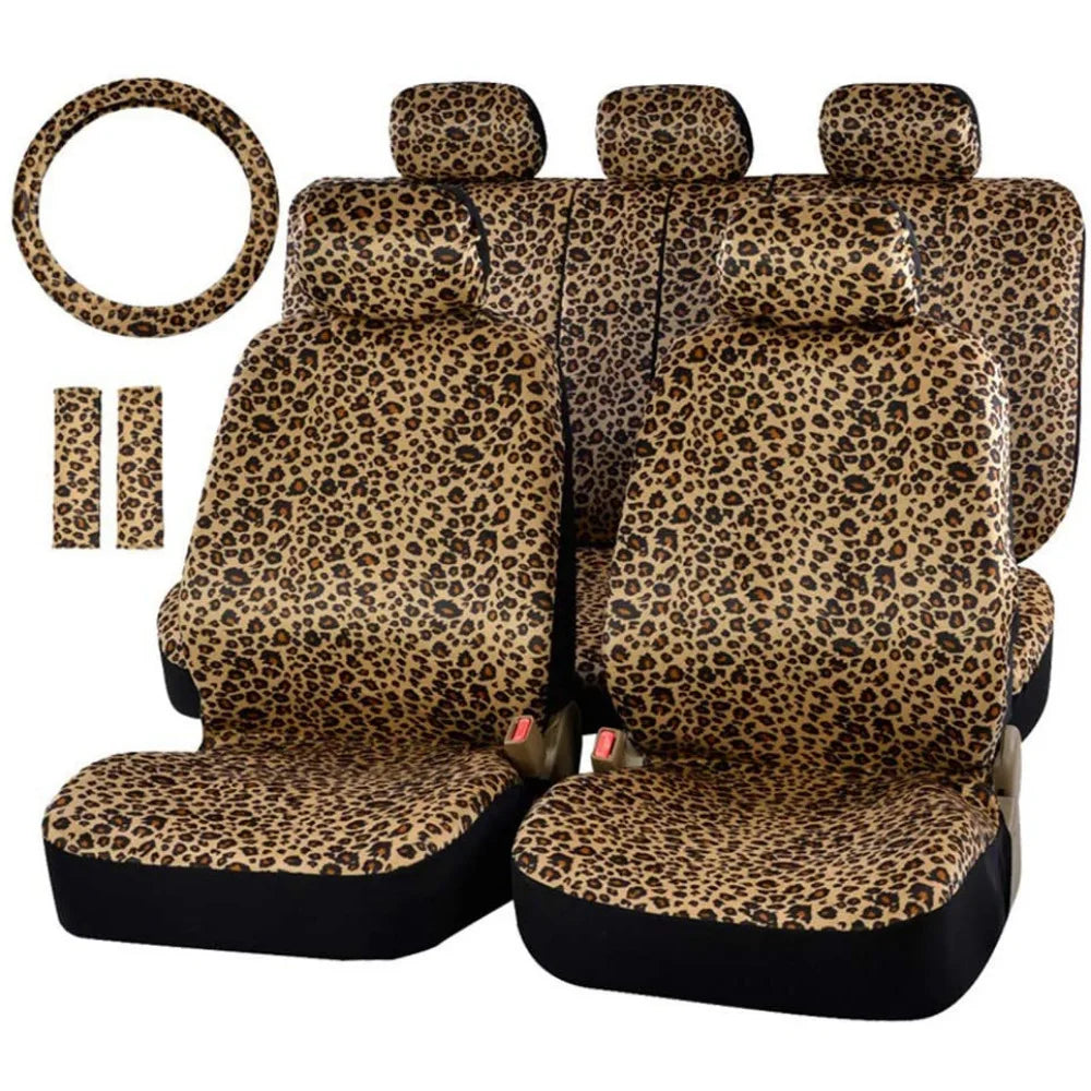 Short-Plush Animal-Print Seat Covers – 12-Piece Set