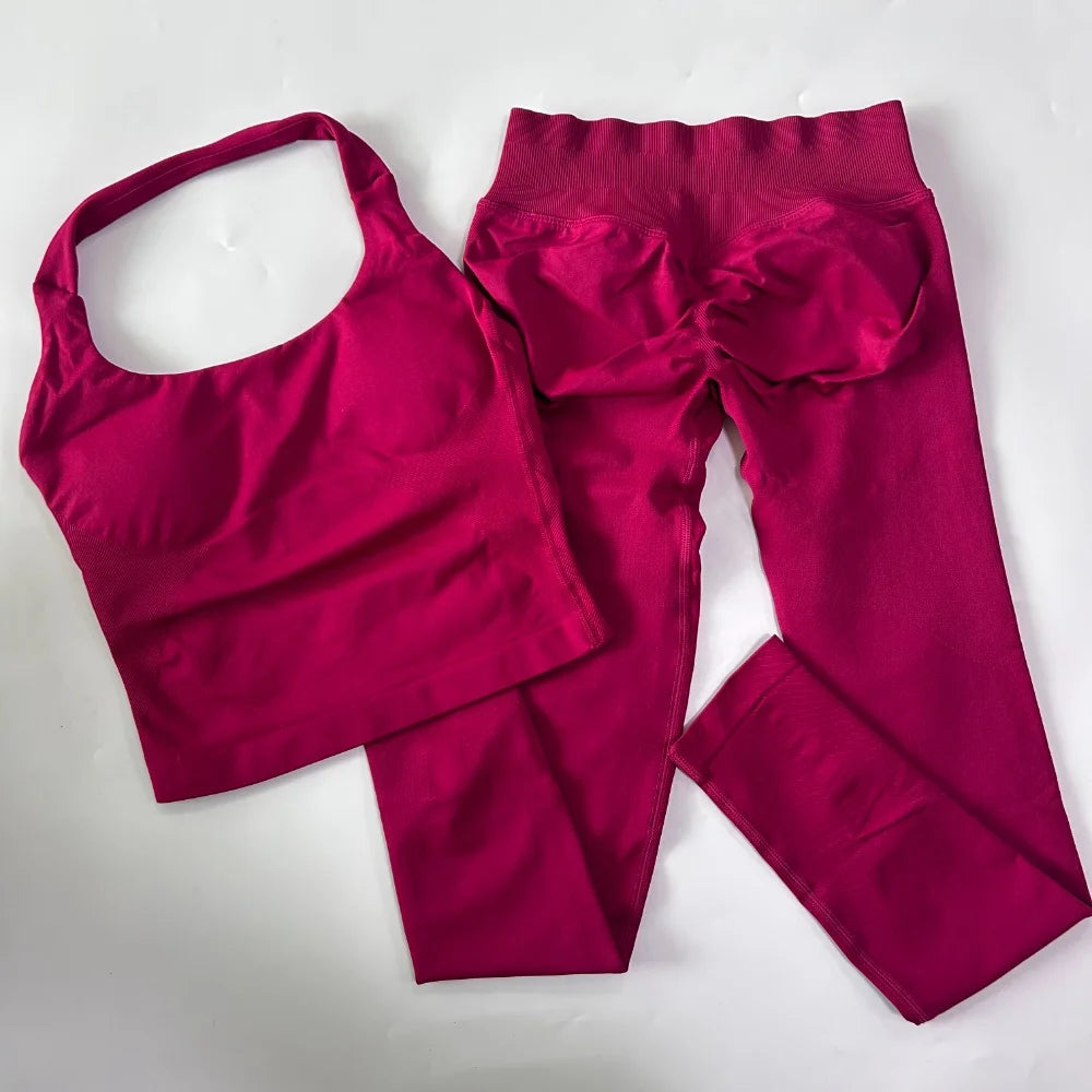 Halter Workout Top & Shorts Set Options