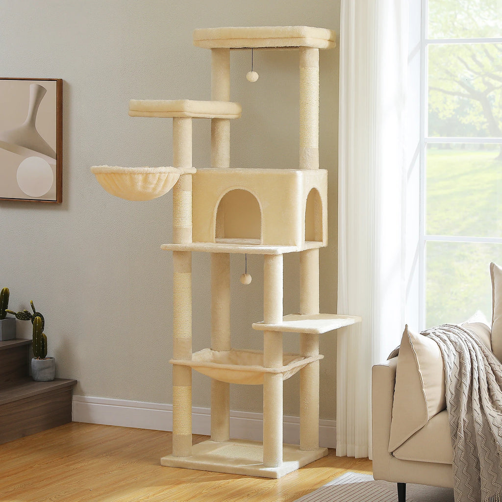 Large Cat Tree for Indoor Cats Multi-Level Cat Tower with Scratching Posts Soft Hammock Large Cat Condo Cat Accessories Cat Toys Whispering Desires Shoppe