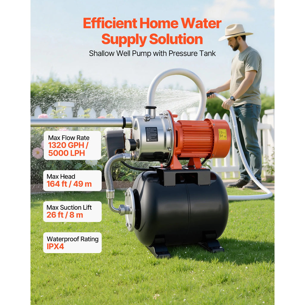 SucceBuy 120V Shallow Well Pump with Pressure Tank
