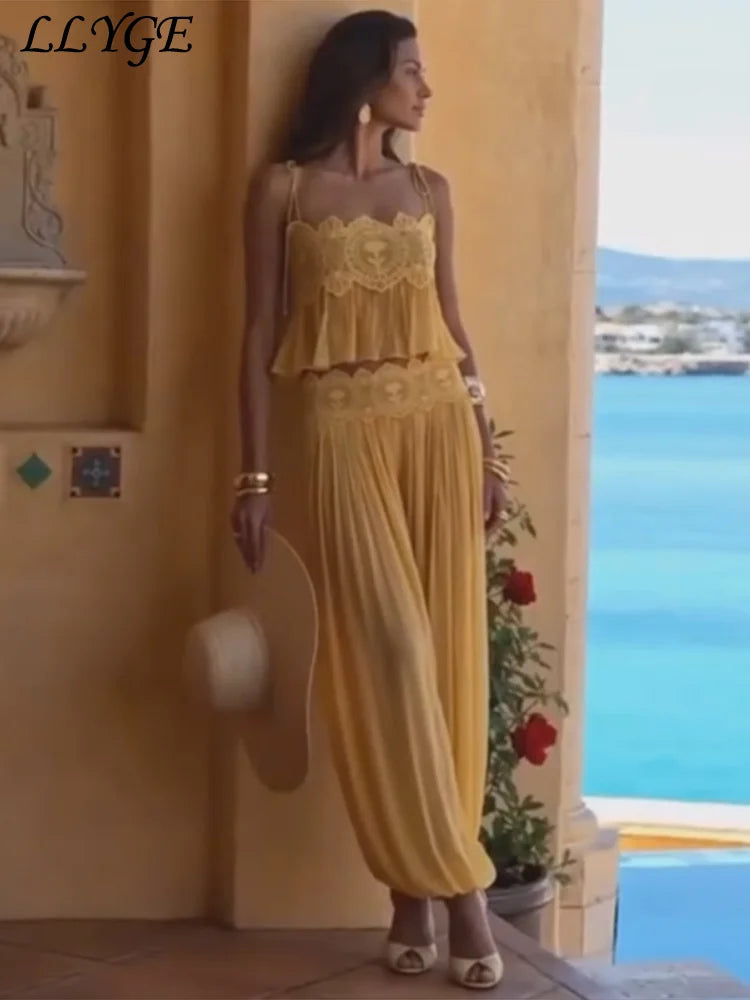 Women's Lace-Look Top and Pants — Top or Set Options