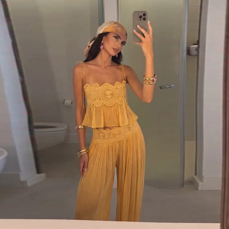 Women's Lace-Look Top and Pants — Top or Set Options
