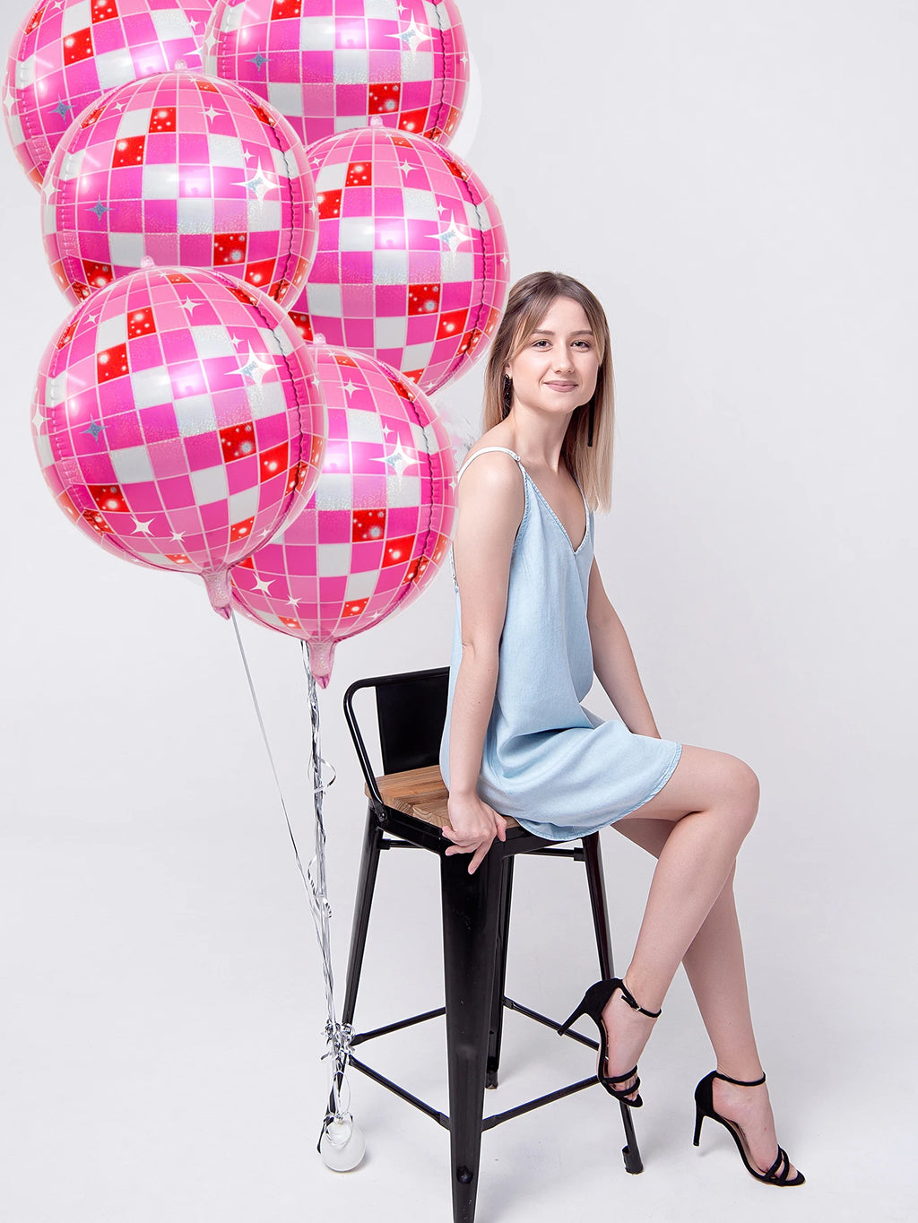 Pink 22-Inch 4D Disco Balloons, 6-Pack