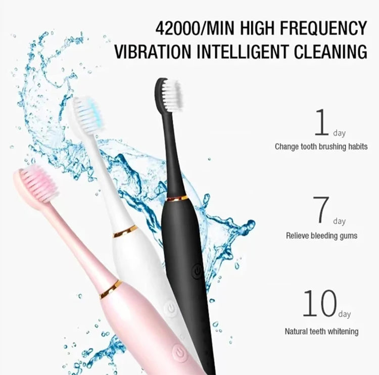 Rechargeable Electric Toothbrush with 4 Brush Heads