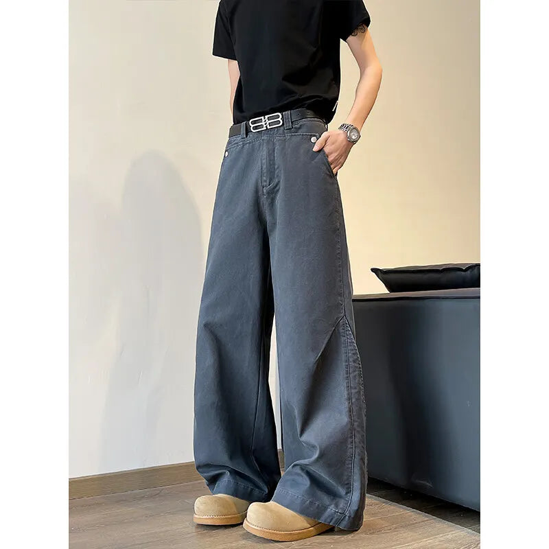 Men's Relaxed Wide-Leg Casual Cargo Pants