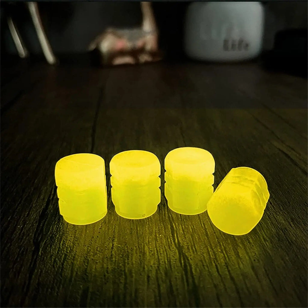 Glow-in-the-Dark ABS Tire Valve Caps – Set of 4