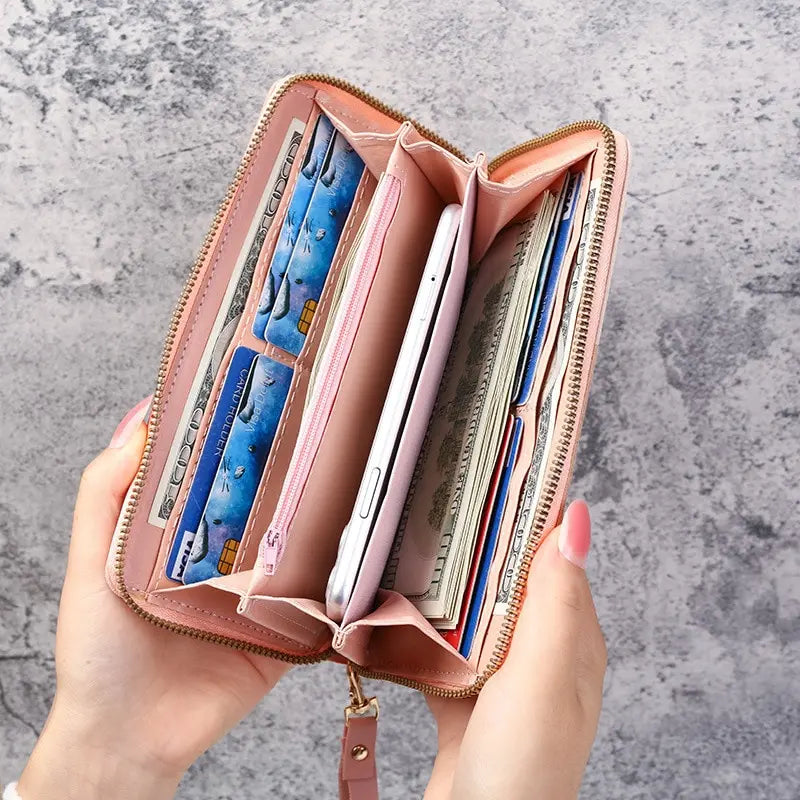Women's Long Zipper PU Wallet